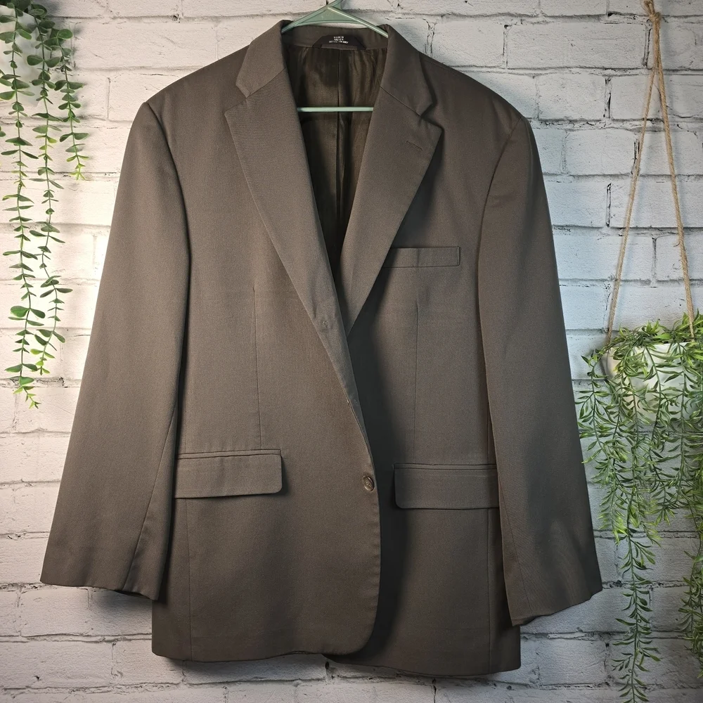 HAGGAR BLACK LABEL MENS BLAZER COCOA COLOR PROFESSIONAL STAPLE 44R